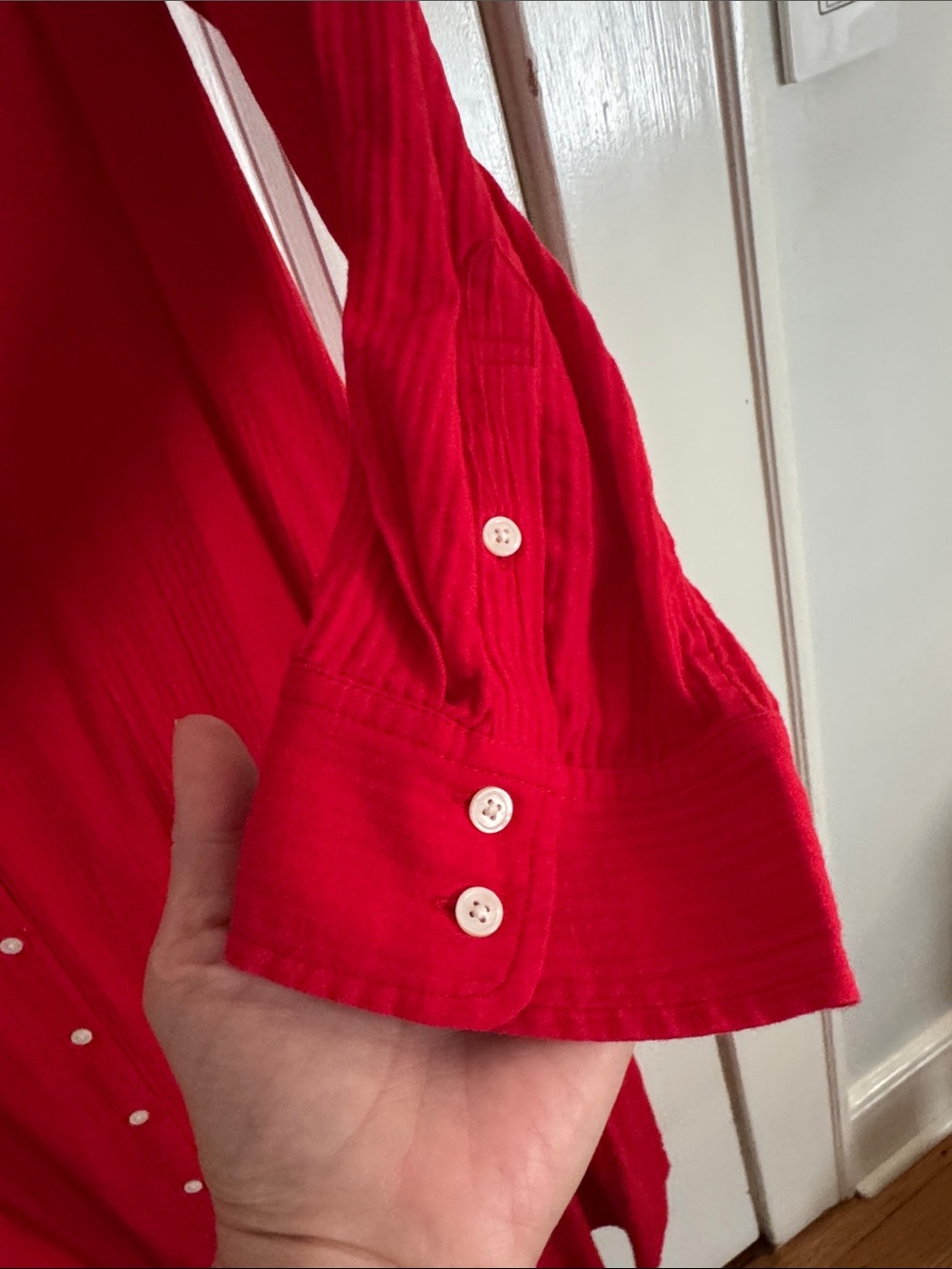 J. Crew Vibrant Red Long Sleeve Button-Front Shirt Dress - Picture 2 of 8